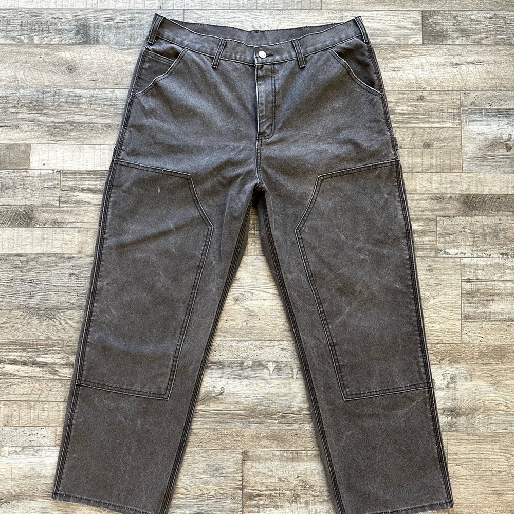 Oversized Washed Black Carpenter Pants